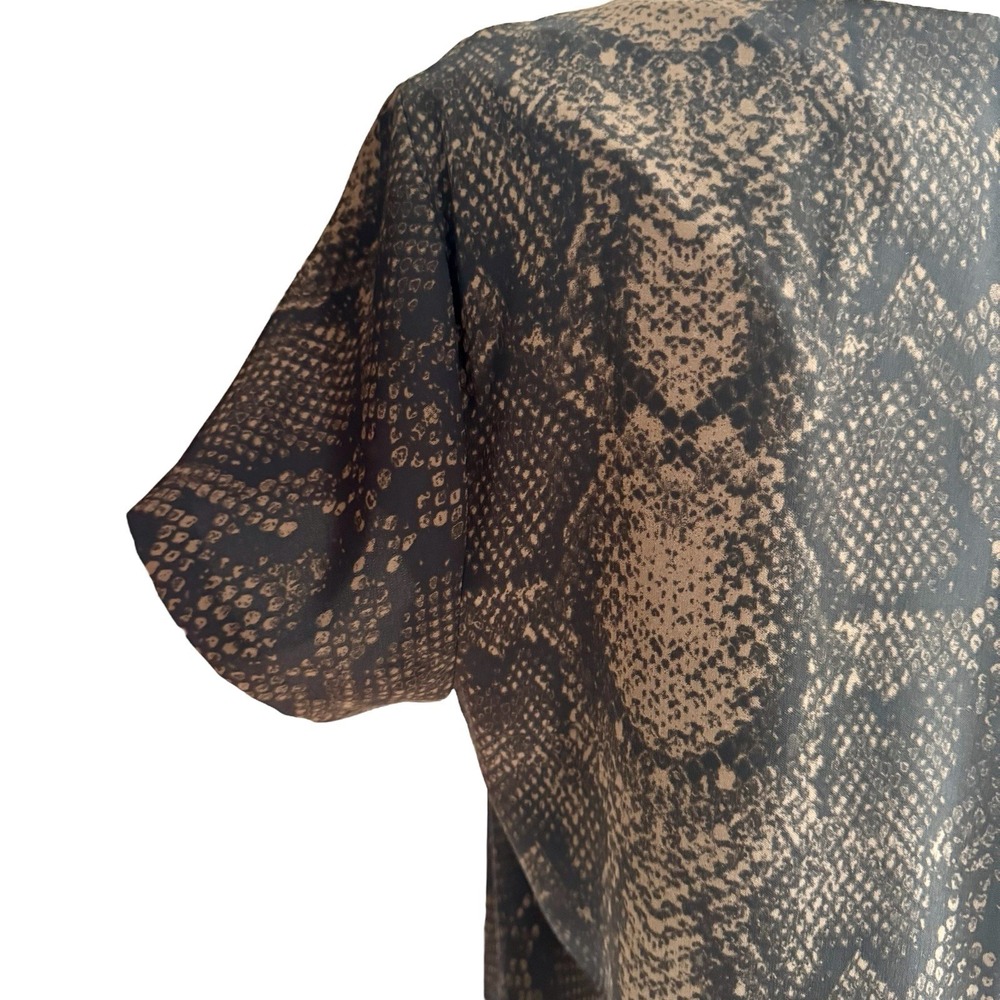 Nicole Miller Women 10 Dress Snake Skin Animal Print Short Sleeve Black Brown - Picture 4 of 6